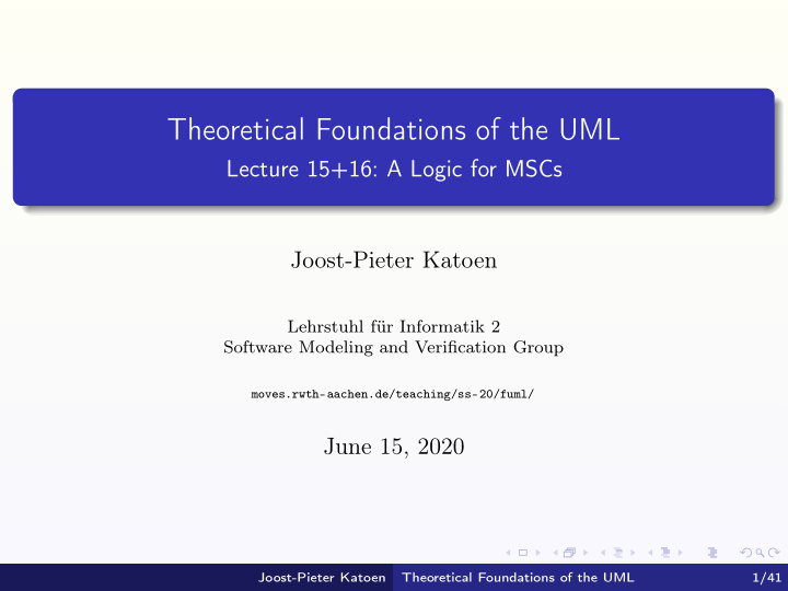 theoretical foundations of the uml