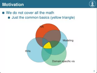 Motivation  We do not cover all the math  Just the common basics (yellow triangle)  IVA  Modeling