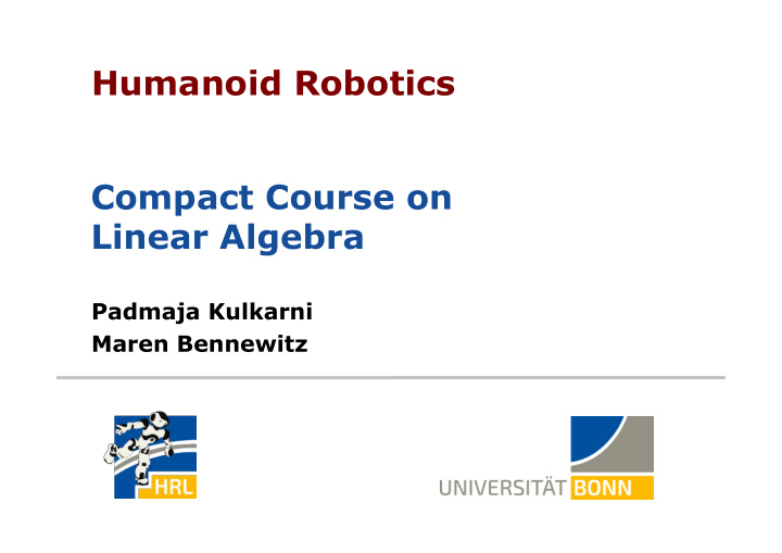 humanoid robotics compact course on linear algebra