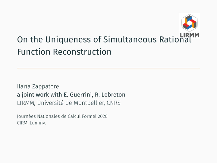 on the uniqueness of simultaneous rational function