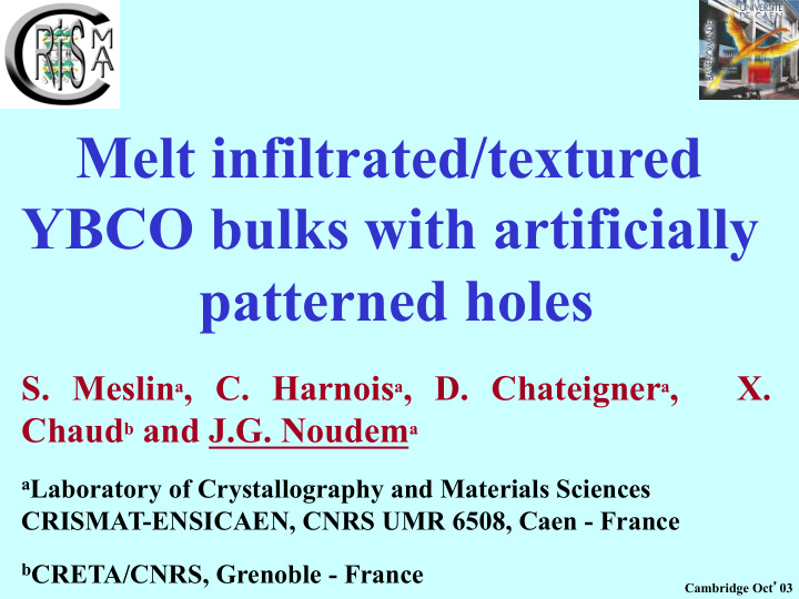 melt infiltrated textured ybco bulks with artificially