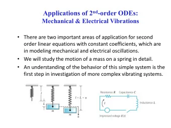 Applications of 2 nd -order ODEs:  Mechanical &amp; Electrical Vibrations  There are two
