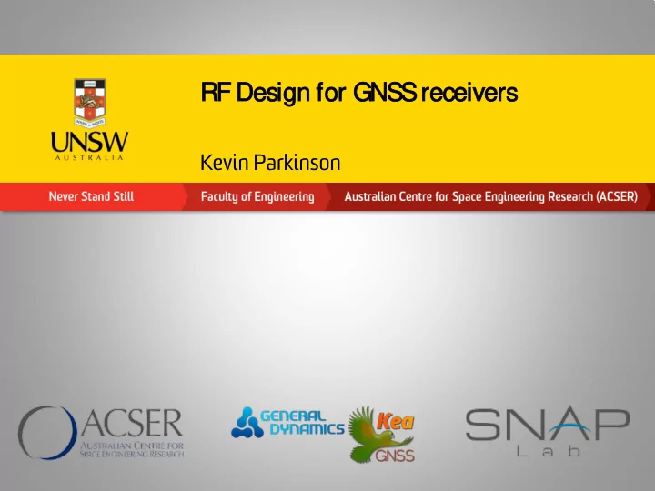 rf des esign for gnss rec ecei eiver ers