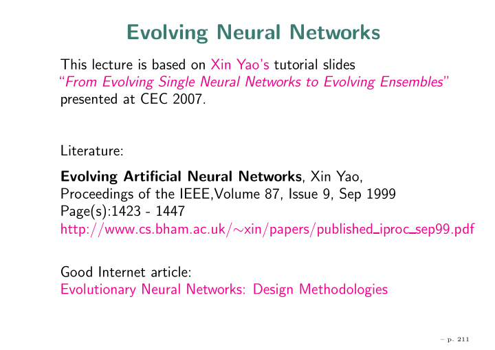evolving neural networks