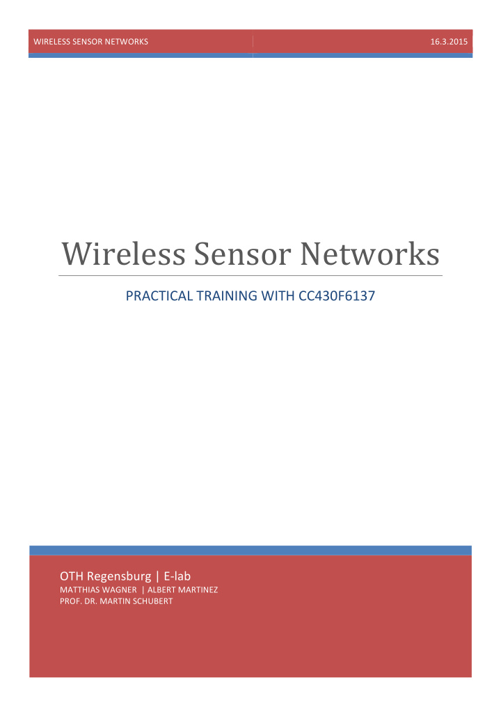 wireless sensor networks practical training with