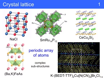 Crystal lattice  1 CeCu 2 Si 2  NaCl SmRu 14 P 12  periodic array  of atoms  complex