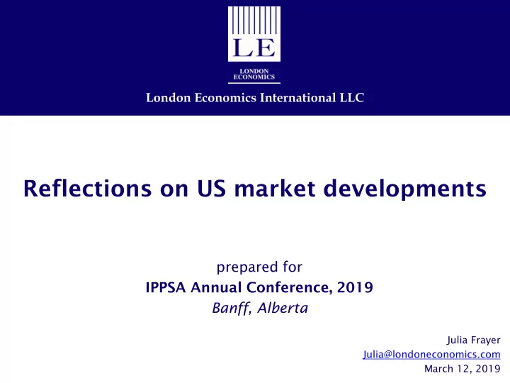 reflections on us market developments