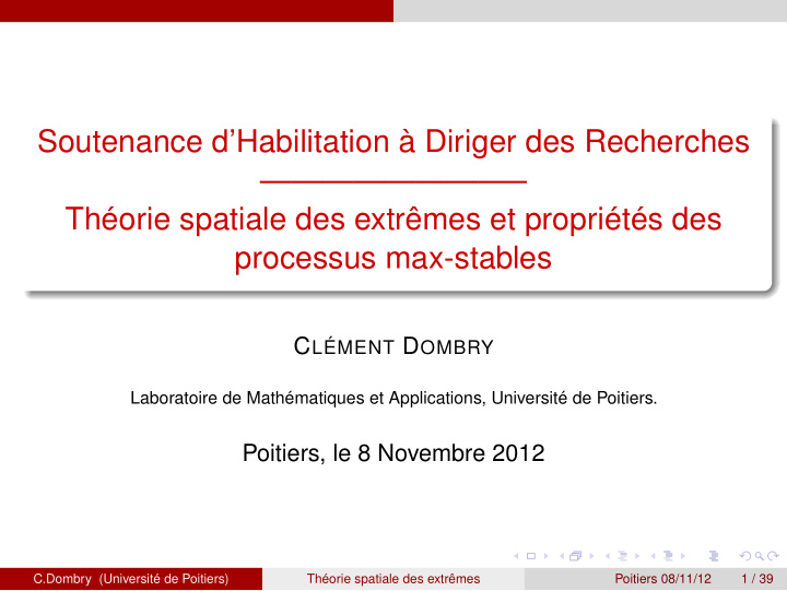 soutenance d habilitation diriger des recherches th orie