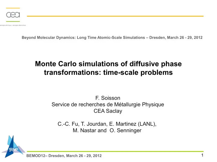 monte carlo simulations of diffusive phase