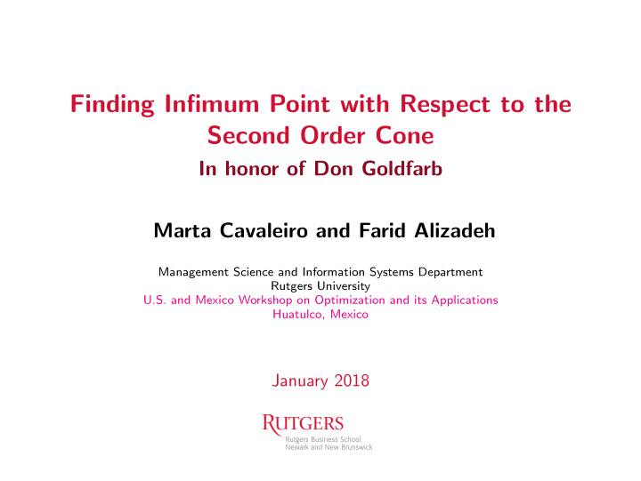 finding infimum point with respect to the second order