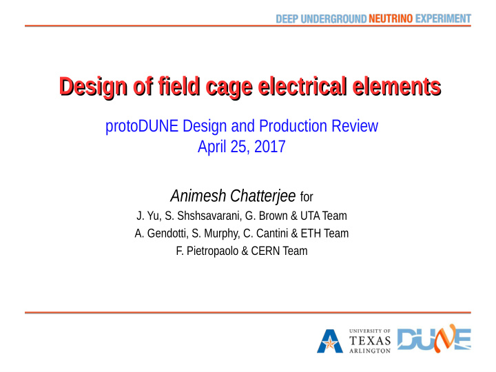 design of field cage electrical elements design of field