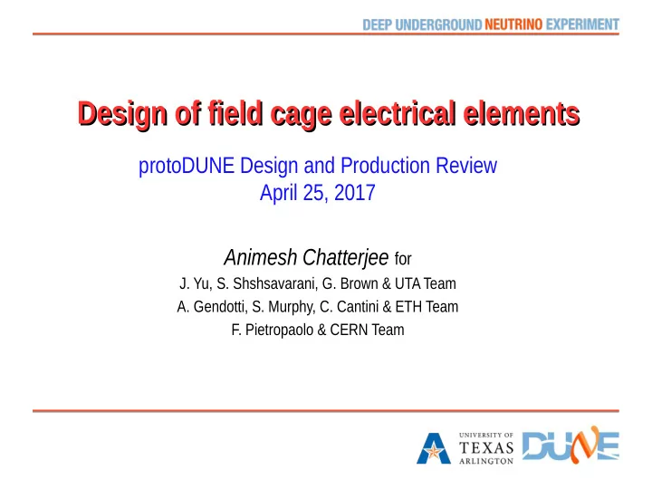 design of field cage electrical elements design of field