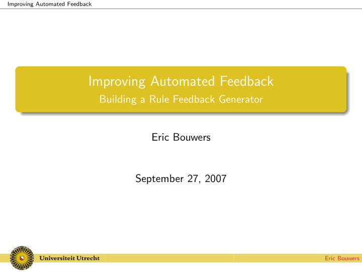 improving automated feedback