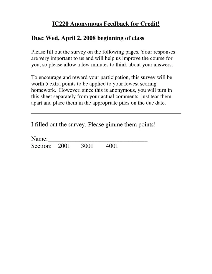 ic220 anonymous feedback for credit due wed april 2 2008
