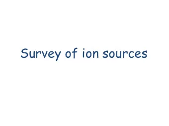 Survey of ion sources  H+ ion sources  Surface plasma H- production  Volume H- production