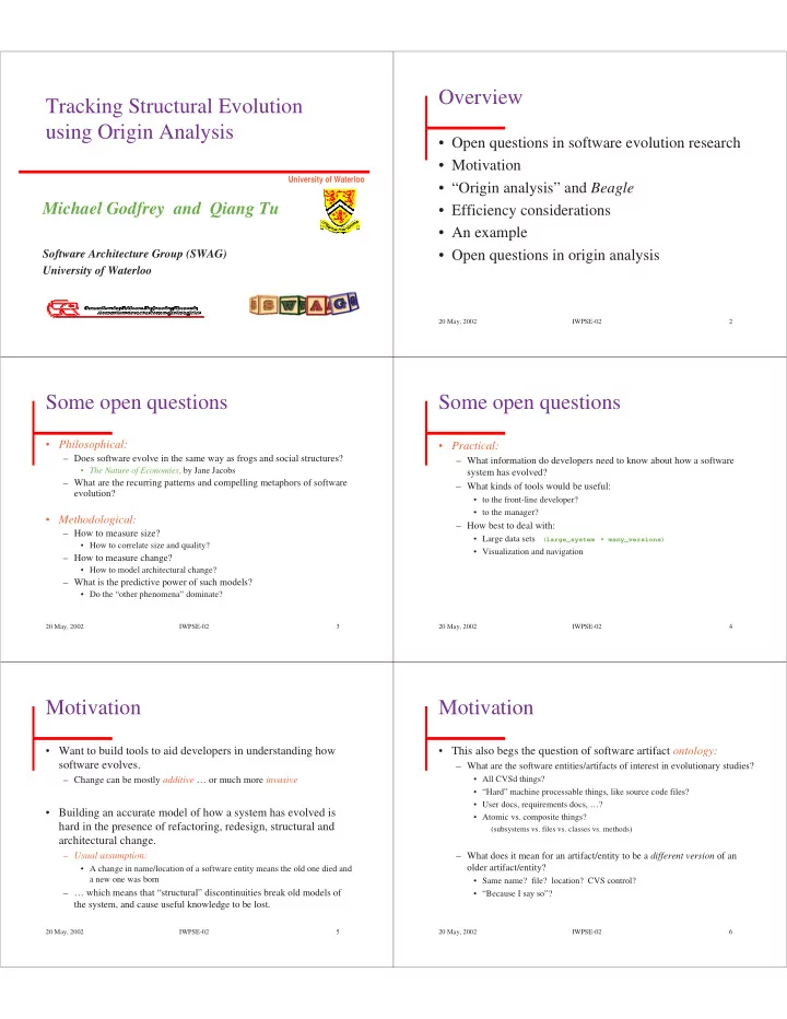 overview tracking structural evolution using origin