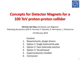 Concepts for Detector Magnets for a 100 TeV proton-proton collider Herman ten Kate and Jeroen van