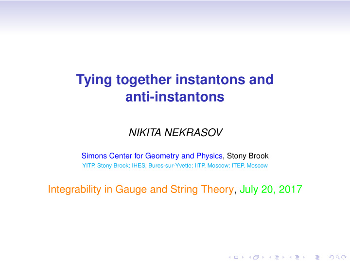 tying together instantons and anti instantons