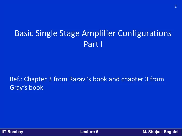 basic single stage amplifier configurations part i