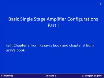 Basic Single Stage Amplifier Configurations  Part I  Ref.: Chapter 3 from Razavis book and