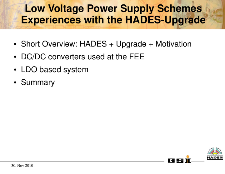 low voltage power supply schemes experiences with the