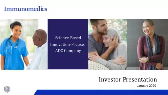 Investor Presentation  January 2020  Forward-Looking Statements  This presentation, in addition to