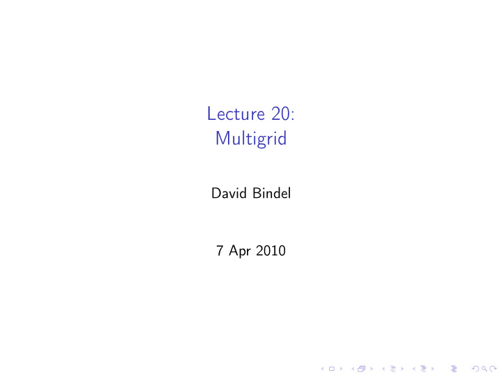 lecture 20 multigrid