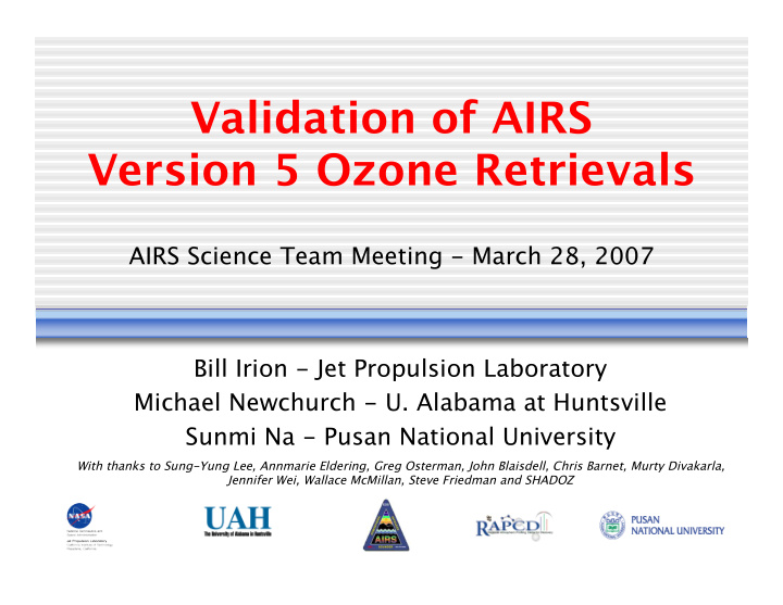 validation of airs version 5 ozone retrievals