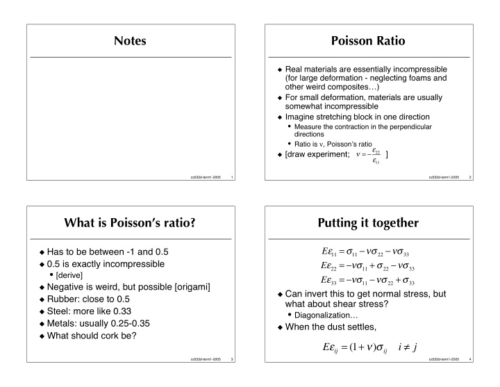 notes poisson ratio