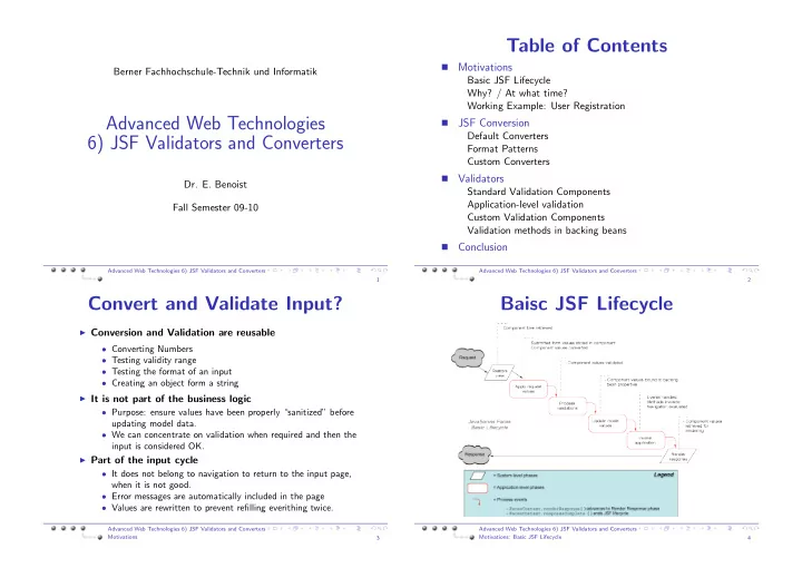 table of contents