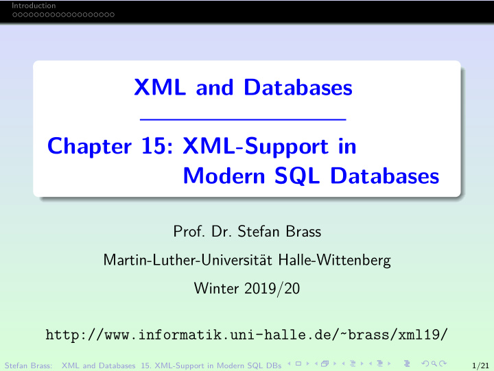 xml and databases chapter 15 xml support in modern sql