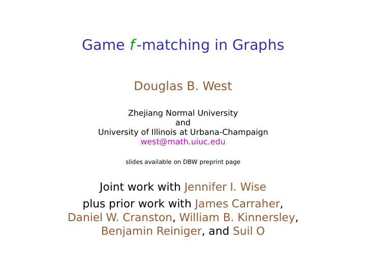 game f matching in graphs