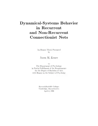 Dynamical-System  s  Beha  vior  in  Recurren  t  and  Non-Recurren  t  Connectionist  Nets  An