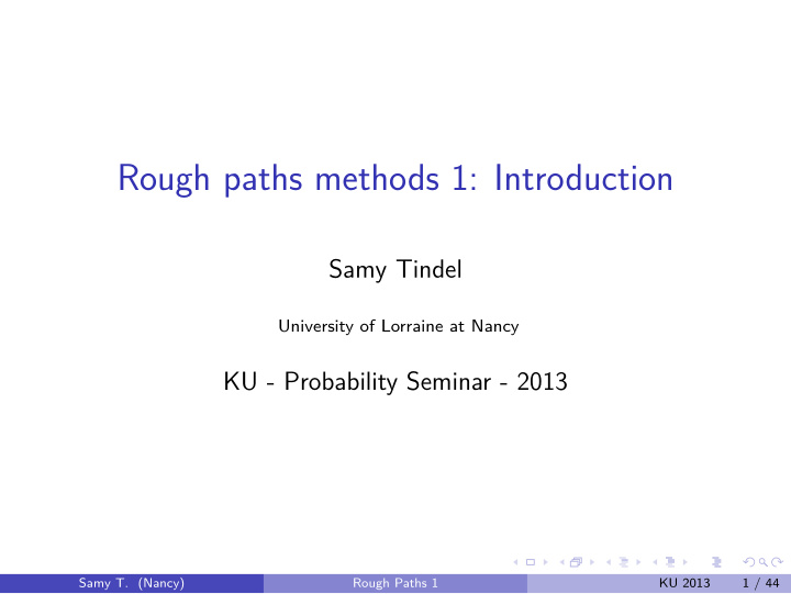 rough paths methods 1 introduction