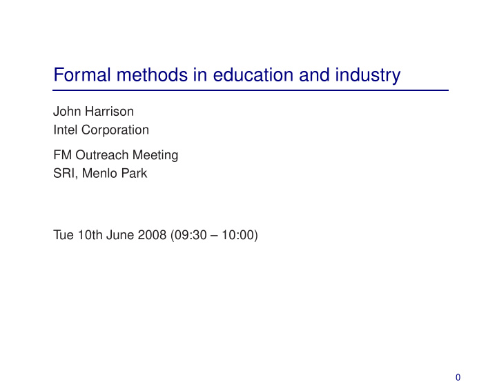 formal methods in education and industry