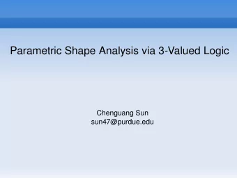 Parametric Shape Analysis via 3-Valued Logic  Chenguang Sun  sun47@purdue.edu  Previously on