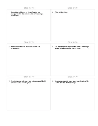 Slide 1 / 70  Slide 2 / 70  1  According to Einsteins view of matter and  2  What is Chemistry?