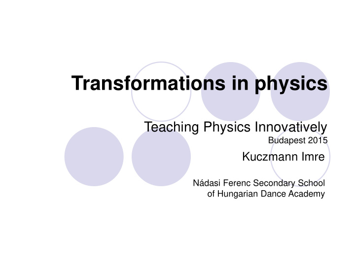 transformations in physics