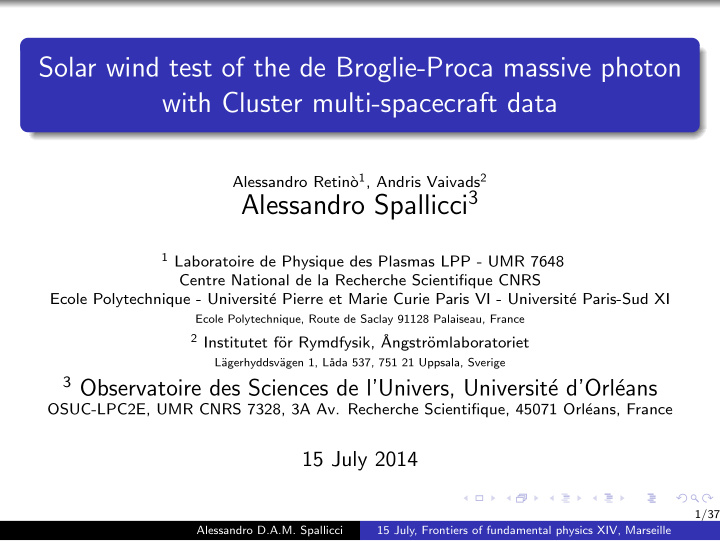 solar wind test of the de broglie proca massive photon