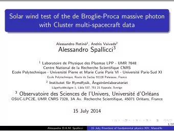Solar wind test of the de Broglie-Proca massive photon  with Cluster multi-spacecraft data o 1 ,