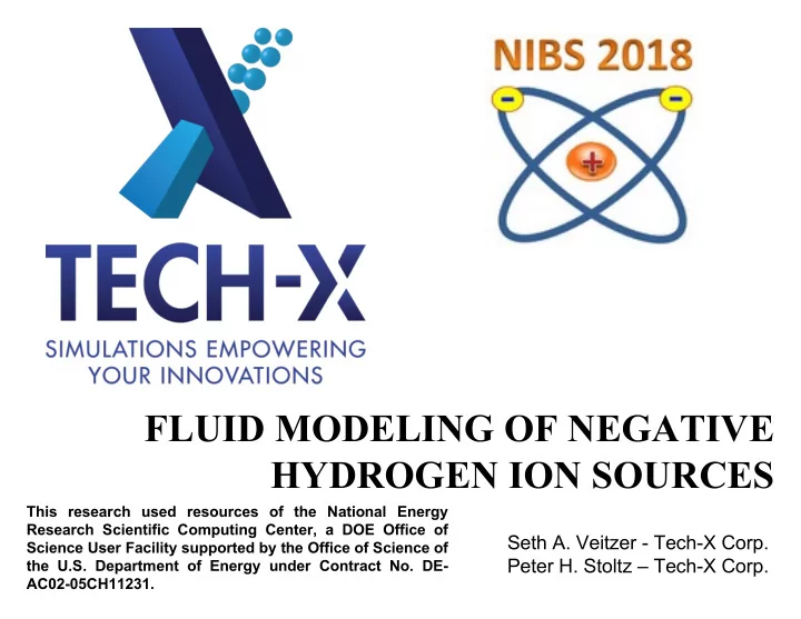 fluid modeling of negative hydrogen ion sources