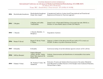 POSTER PRESENTATION SCHEDULE  International Conference on Advances in Medical and Industrial