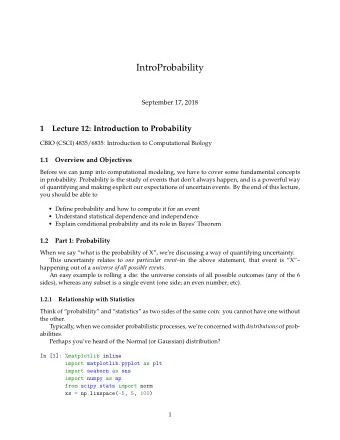 IntroProbability  September 17, 2018  1  Lecture 12: Introduction to Probability  CBIO (CSCI)