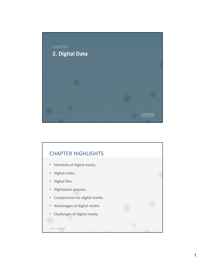 2 digital data chapter highlights