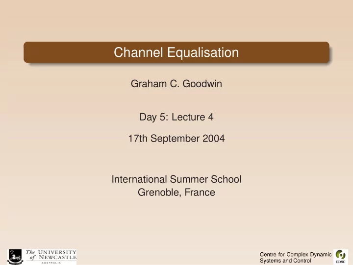 channel equalisation