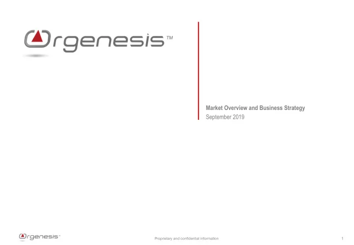 market overview and business strategy september 2019