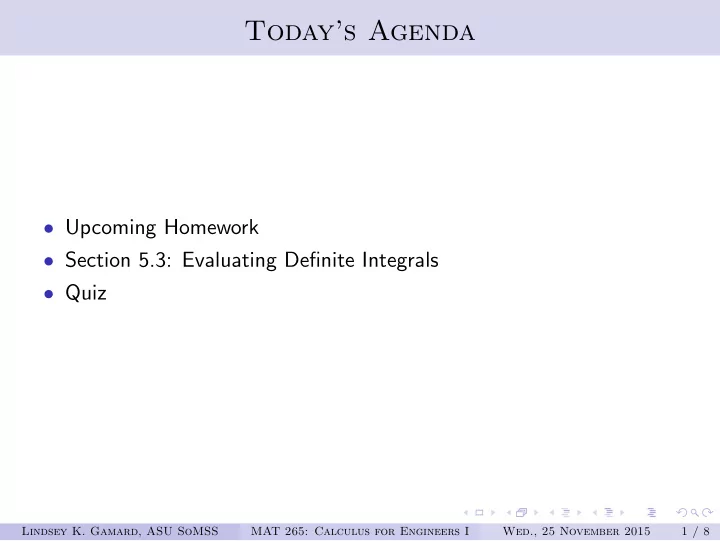 today s agenda