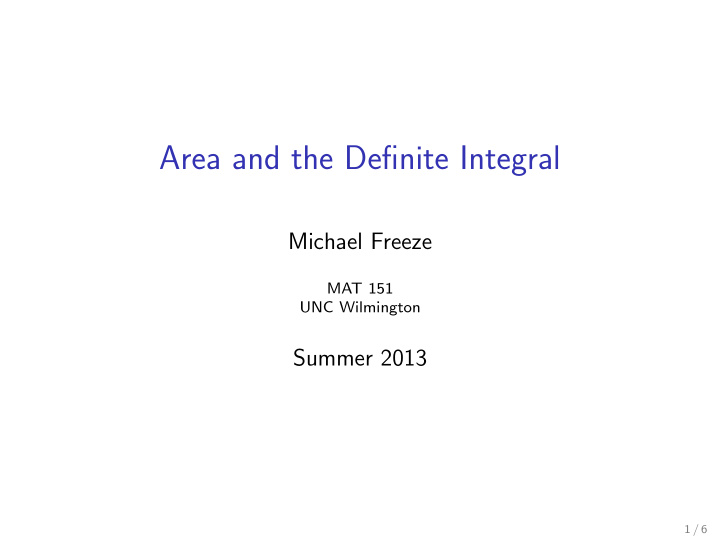 area and the definite integral