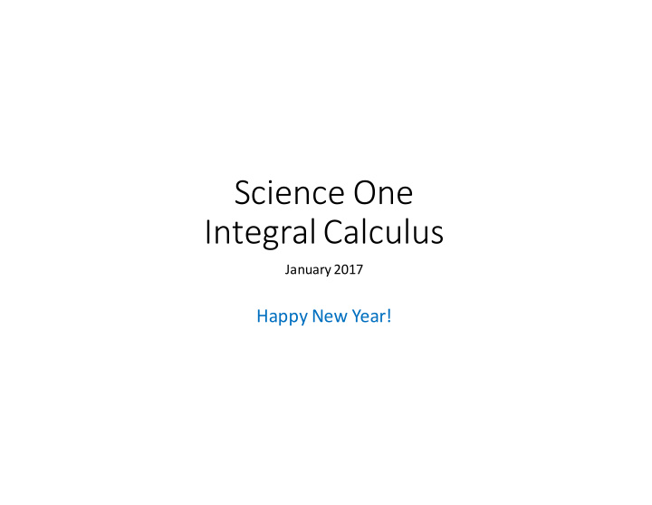 science one integral calculus