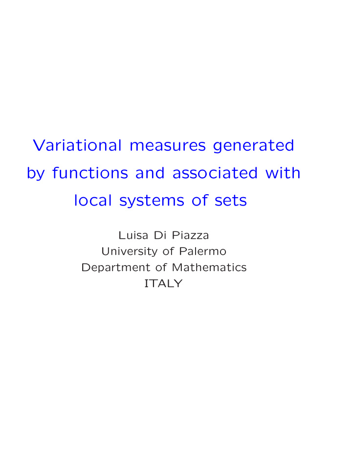 variational measures generated by functions and